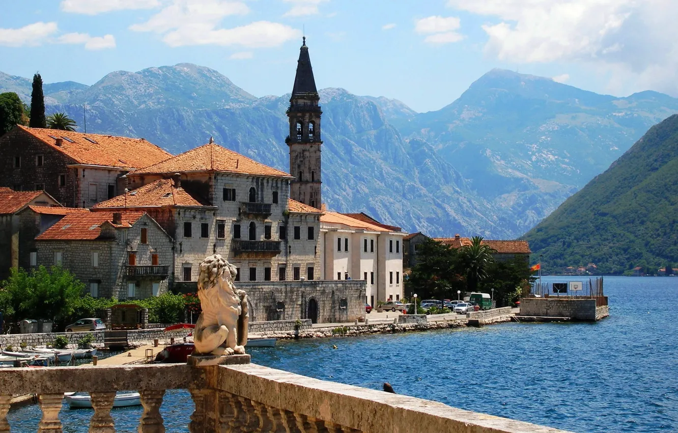 Photo wallpaper sea, the city, Adriatica, Montenegro, Perast