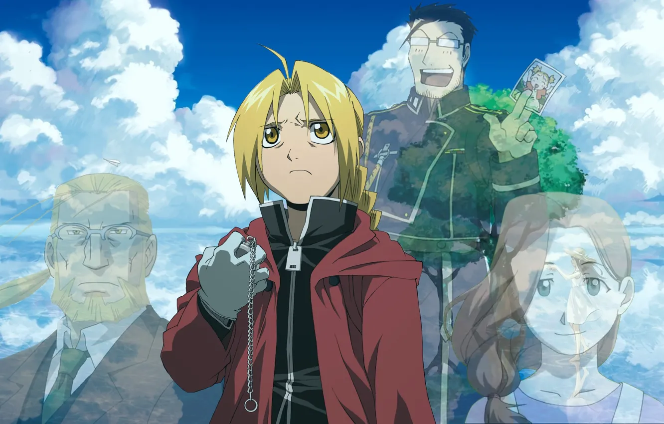 Photo wallpaper Edward, Maes Huges, Trisha Elric, FMA brotherhood, van hohenheim