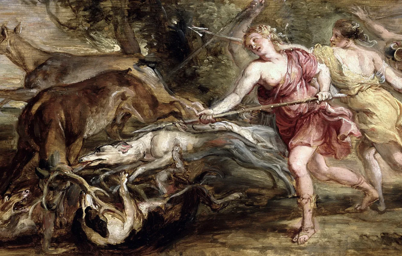 Photo wallpaper picture, Peter Paul Rubens, mythology, Pieter Paul Rubens, Hunting Diana