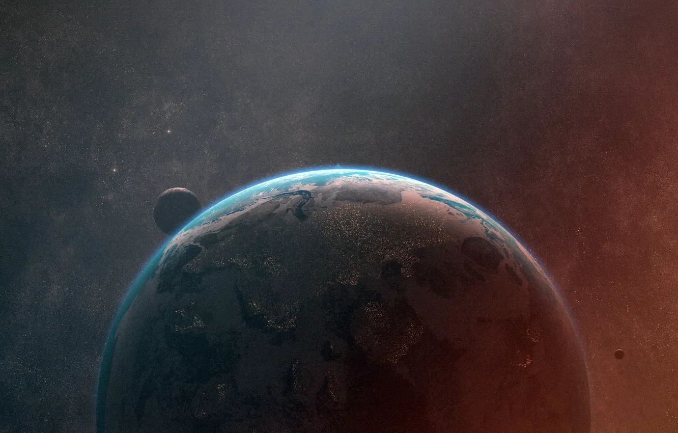 Photo wallpaper moon, planet, Sci fi
