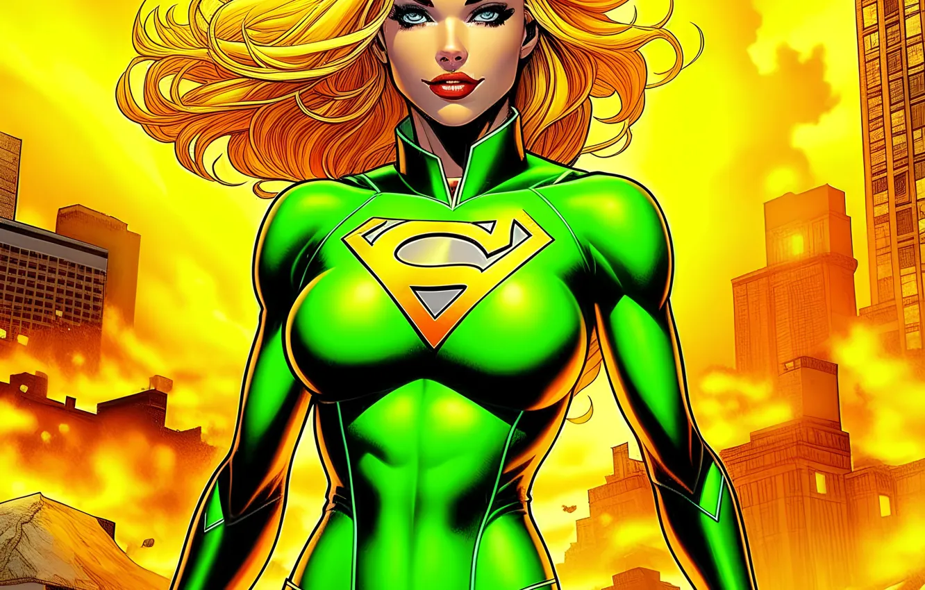 Photo wallpaper city, art, Super Girl