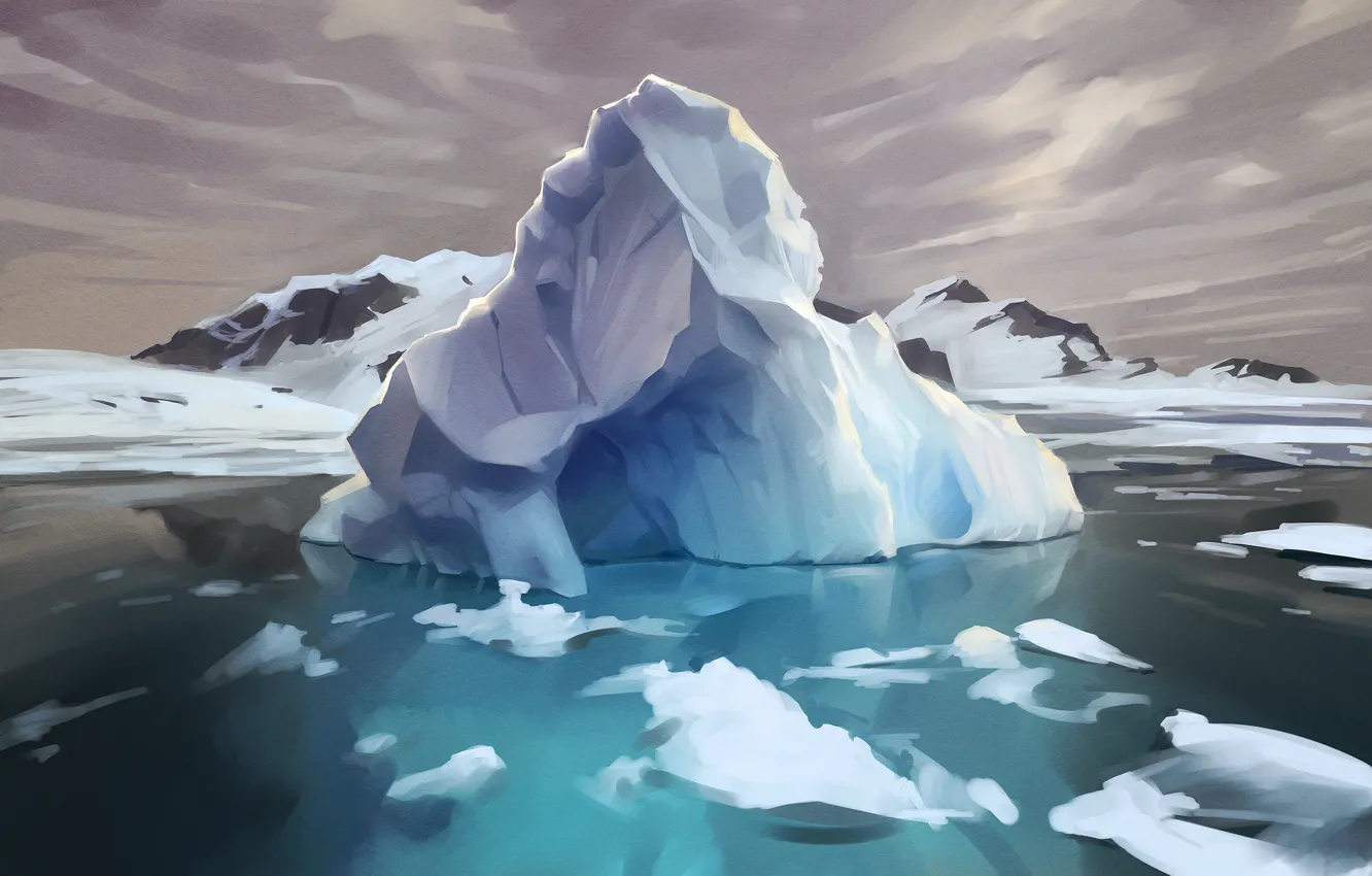 Photo wallpaper ice, water, island, beauty, iceberg, art, Arctic