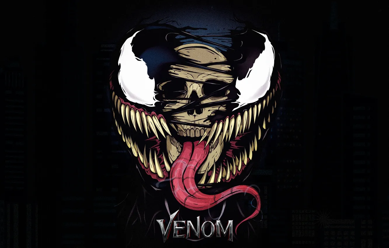 Photo wallpaper Language, Skull, Teeth, Marvel, Venom, Venom, Symbiote, Creatures