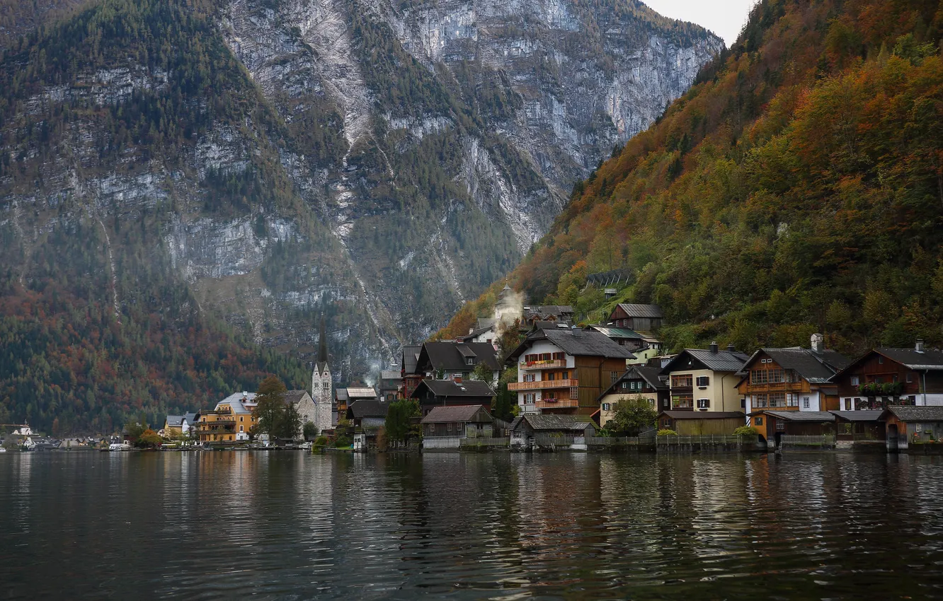 Photo wallpaper mountains, lake, Austria, Hallstatt Lake