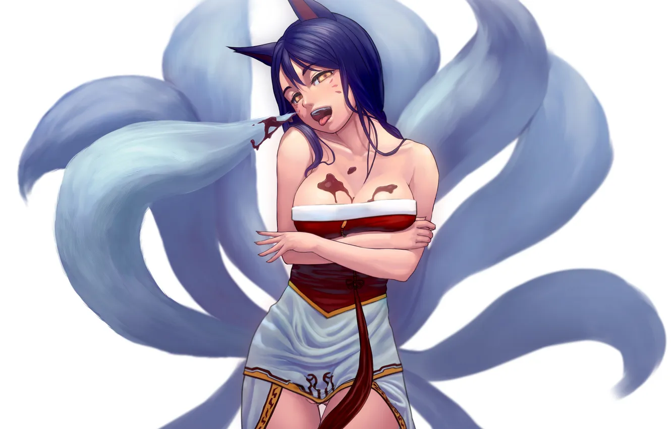 Photo wallpaper chest, look, girl, blood, tail, neckline, art, League of Legends