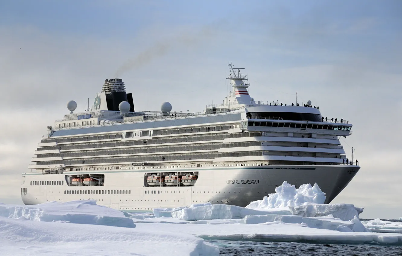 Photo wallpaper Winter, The ocean, Sea, Liner, Ice, Antarctica, The ship, Passenger ship