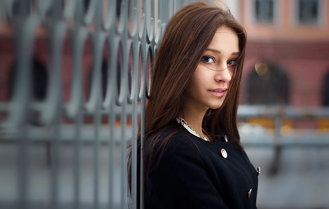 Photo wallpaper look, girl, portrait, brown hair, bokeh, Alessia, Victor Kalman