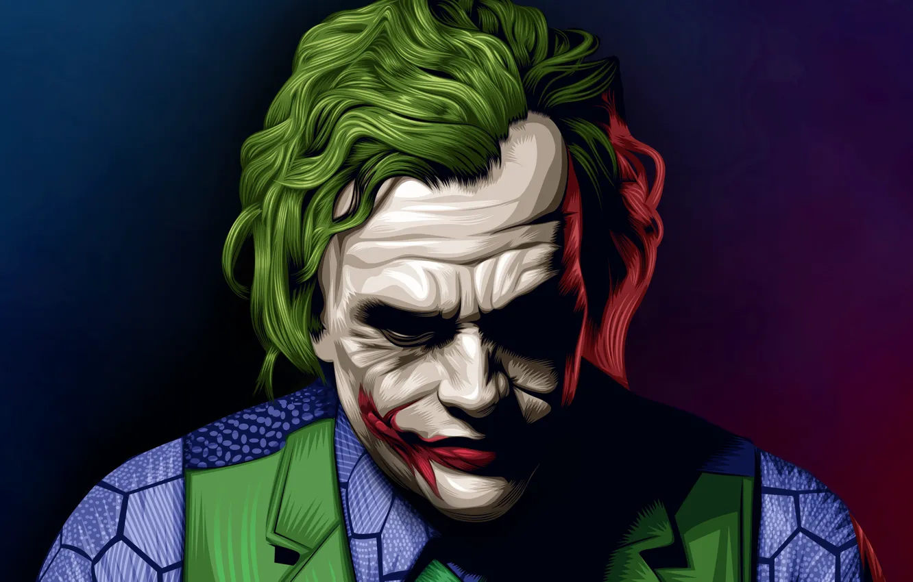 Photo wallpaper Batman, Joker, hair, joker, Heath Ledger, makeup, hero, scars