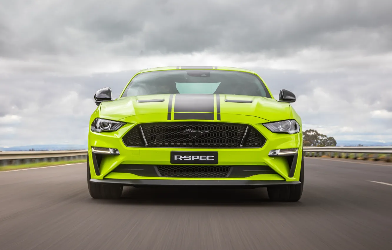 Photo wallpaper Mustang, Ford, front view, AU-spec, R-Spec, 2019, Australia version