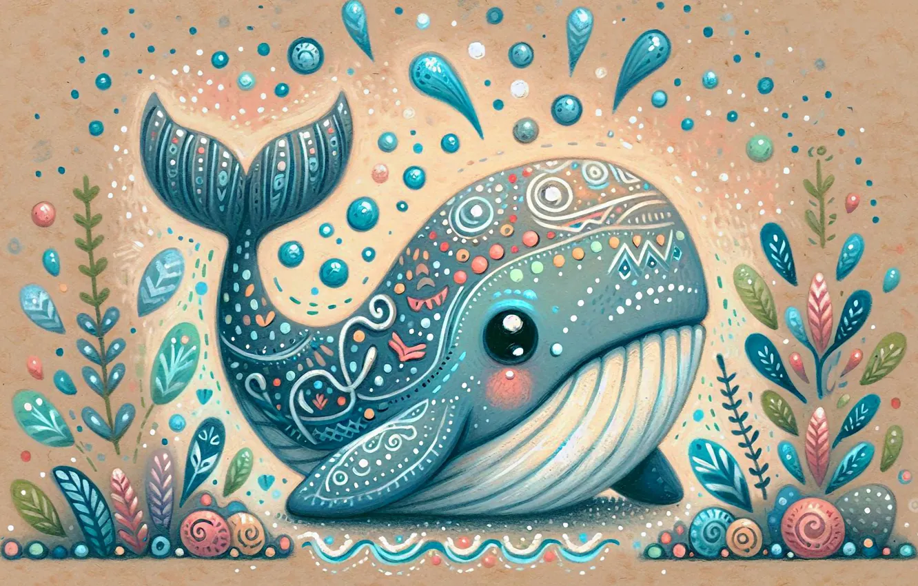 Photo wallpaper styling, kit, the whale, AI art, neural network