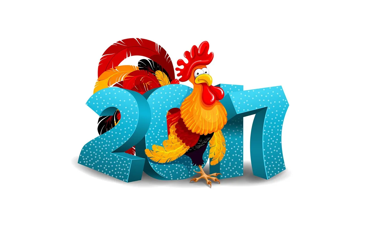 Photo wallpaper mood, new year, art, cock, vetor