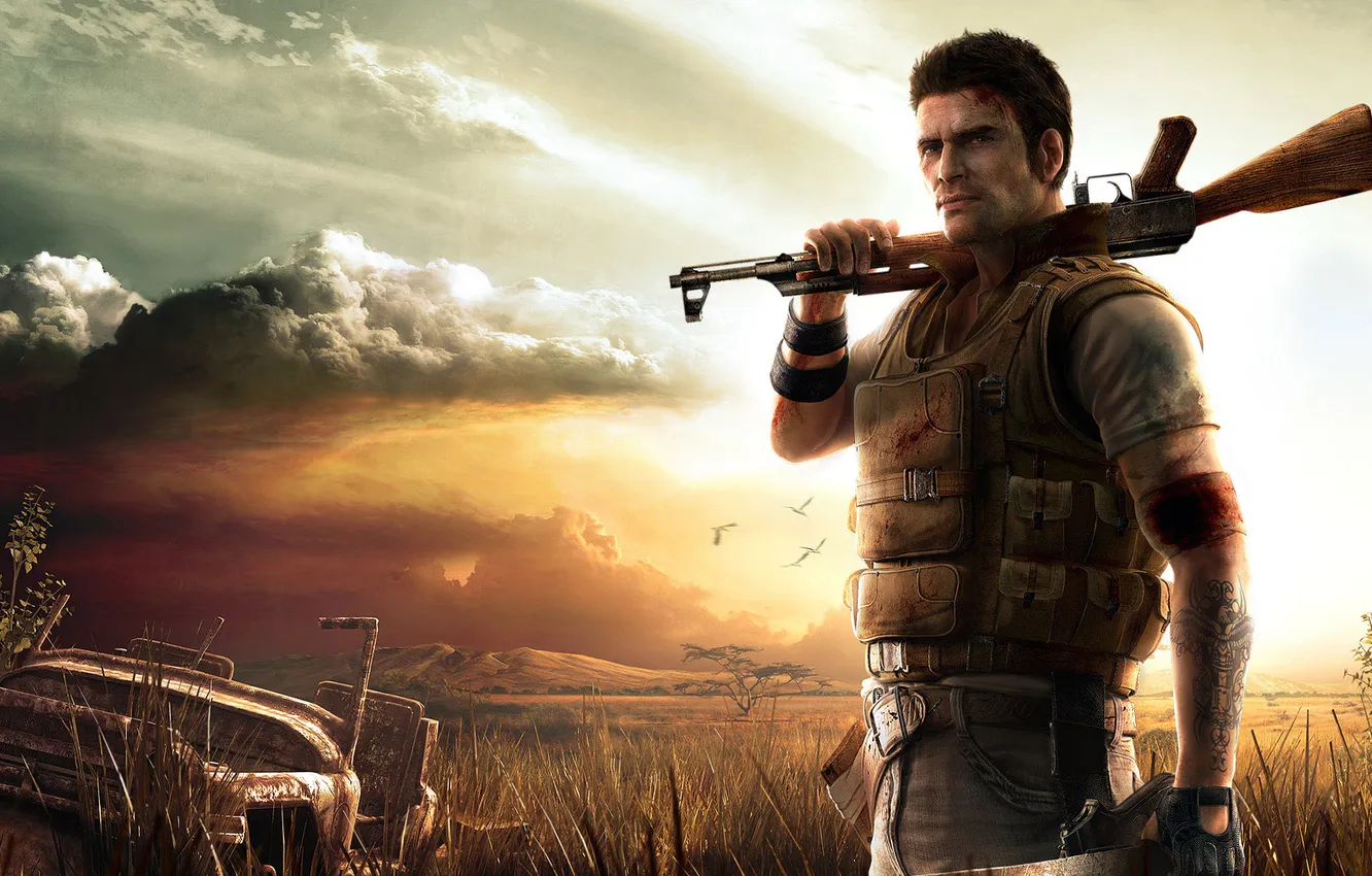 Photo wallpaper field, summer, the game, Africa, Far Cry