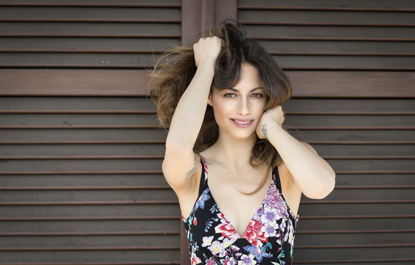 Photo wallpaper face, smile, hair, cutie, Erika