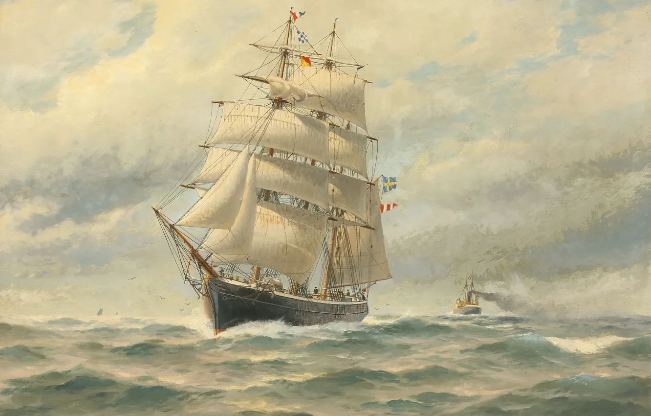Photo wallpaper Jacob European Communities V United Kingdom, Herman Hägg, Sailing ship at sea