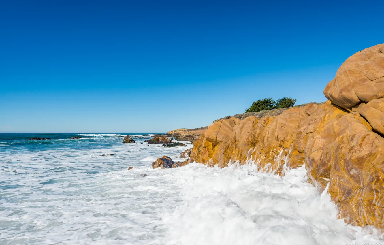 Photo wallpaper sea, the sky, rocks, CA, USA, Cumbria