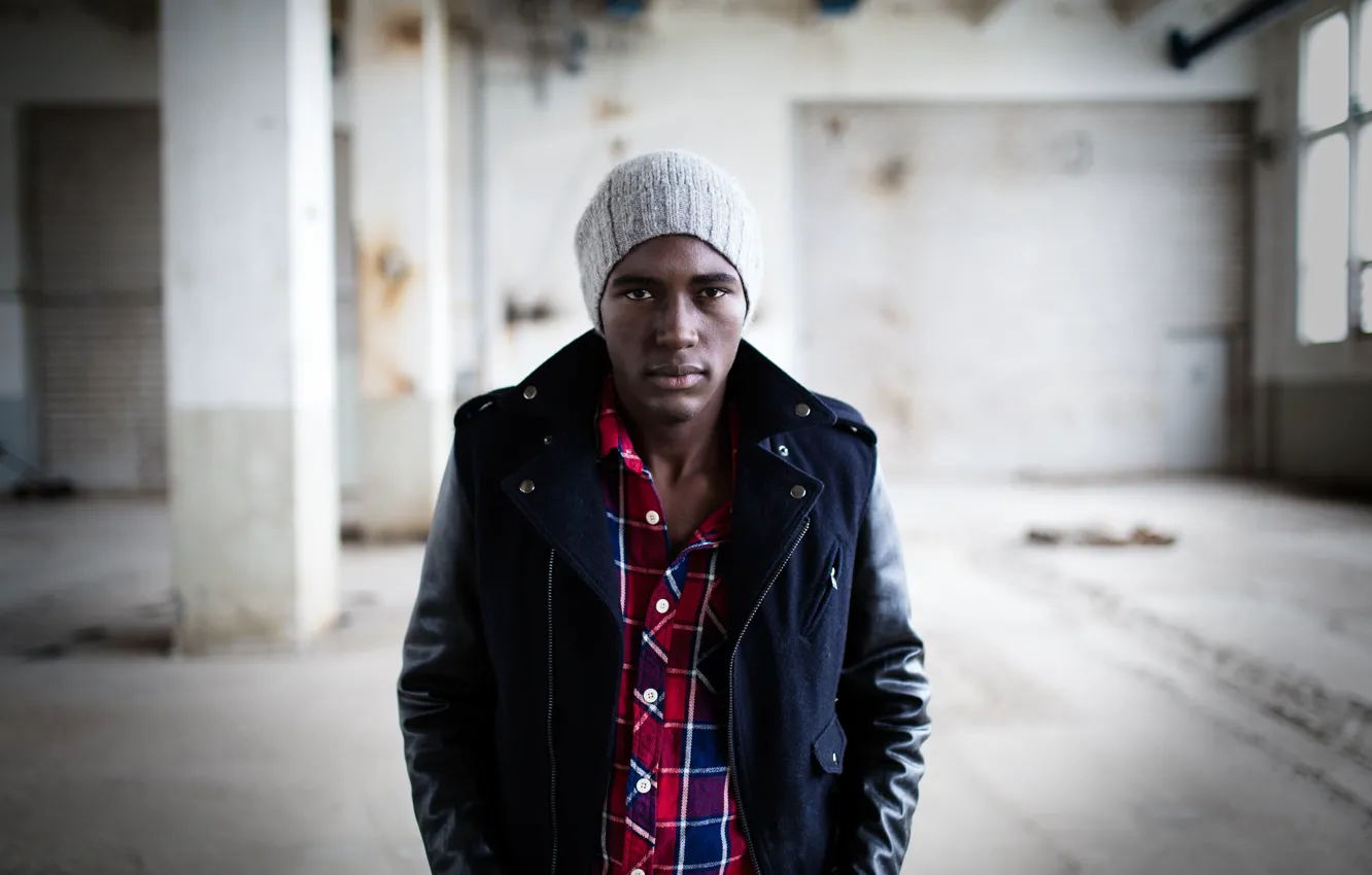 Photo wallpaper man, clothes, direct gaze