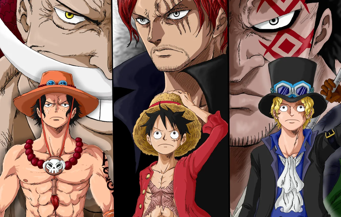 Photo wallpaper sake, One Piece, pirate, hat, anime, captain, asian, Shanks