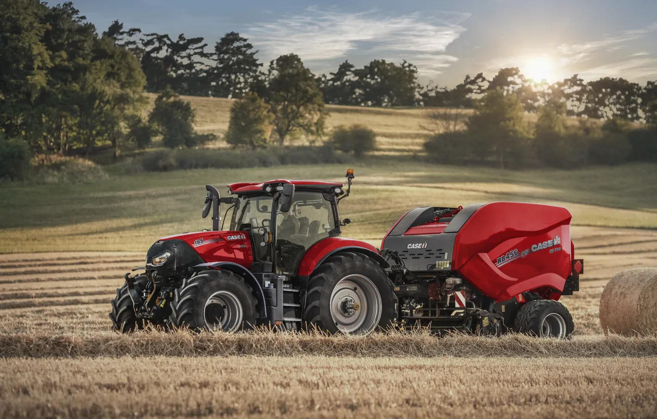 Photo wallpaper field, tractor, working