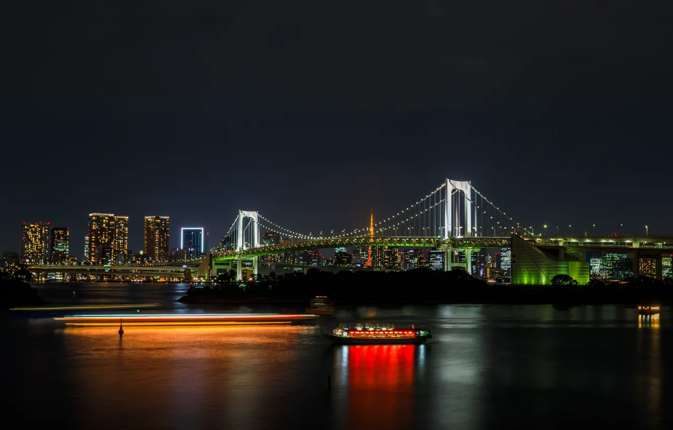 Photo wallpaper Night, The city, Japan, House, Building, City, House, The ship