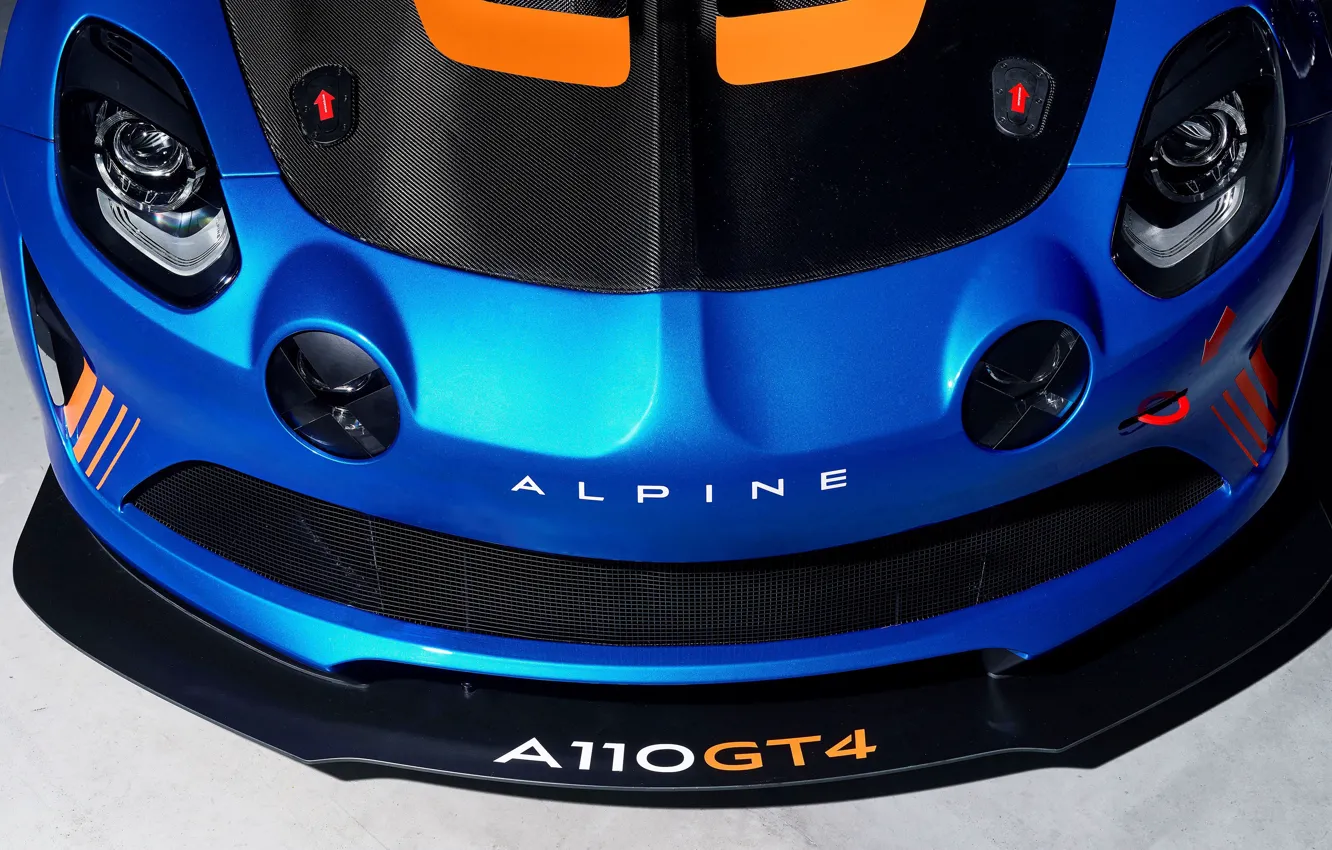 Photo wallpaper racing car, front view, 2018, Alpine, GT4, A110