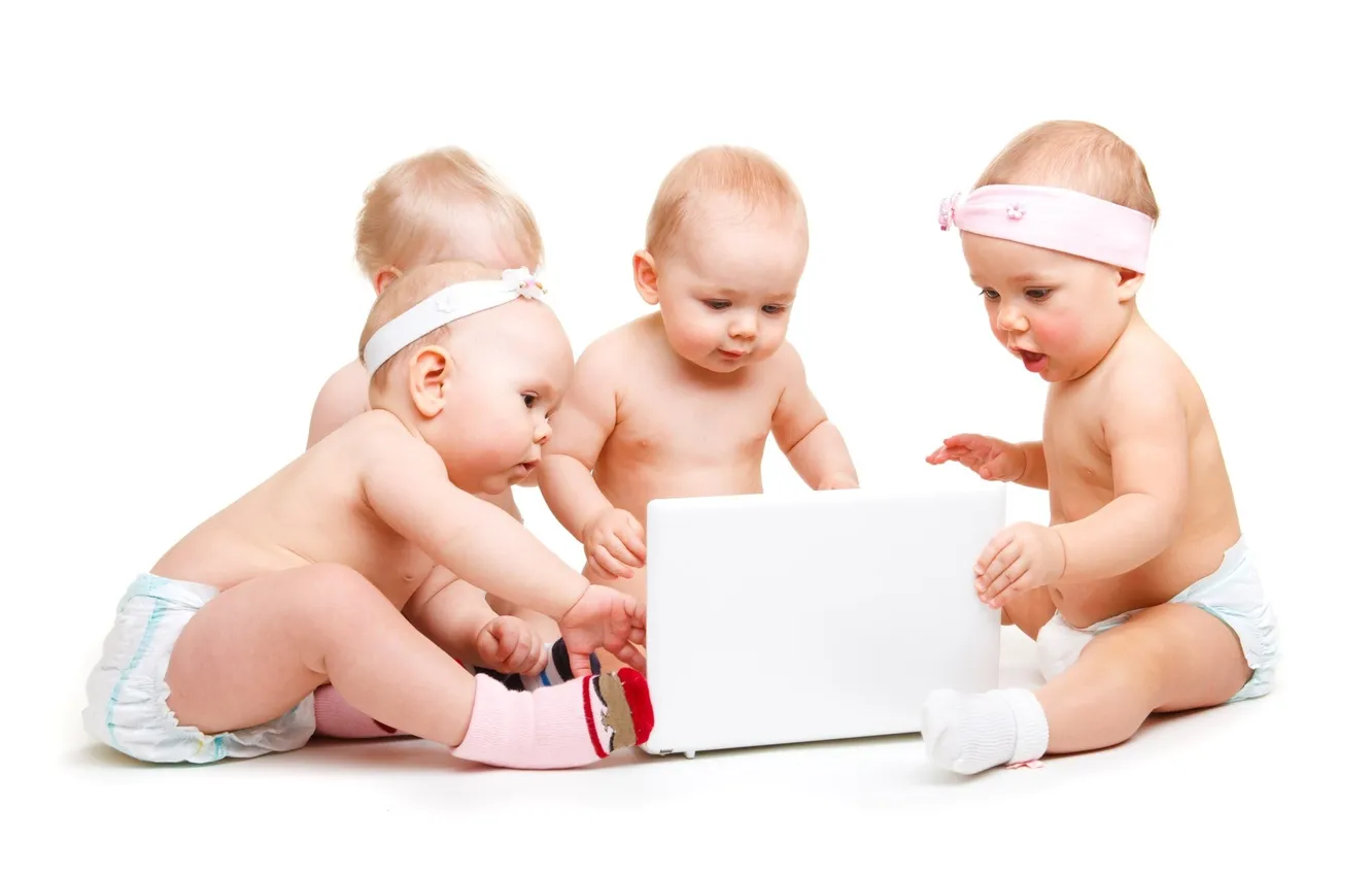 Photo wallpaper computer, sit, babies