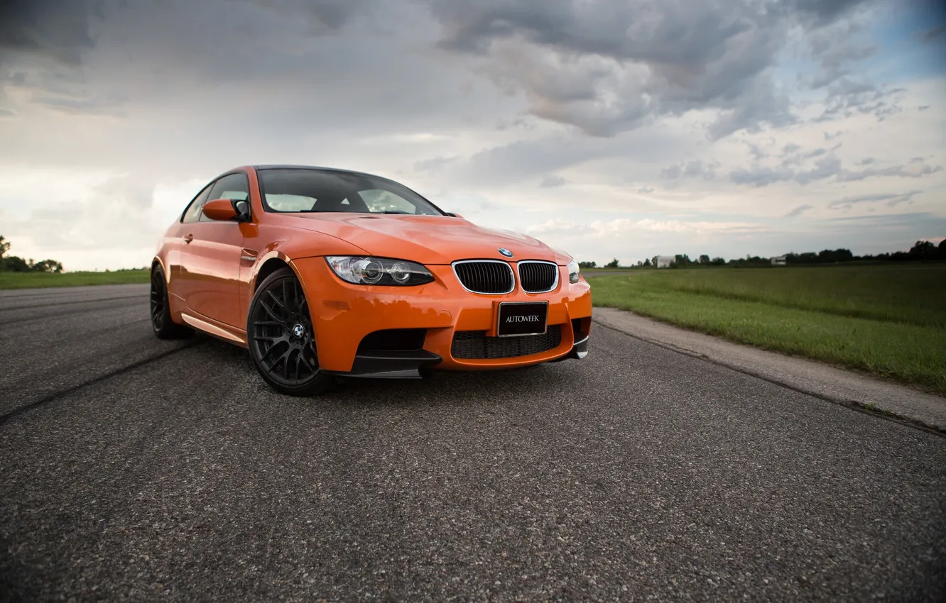 Photo wallpaper BMW, Orange, Black, E92, Wheels