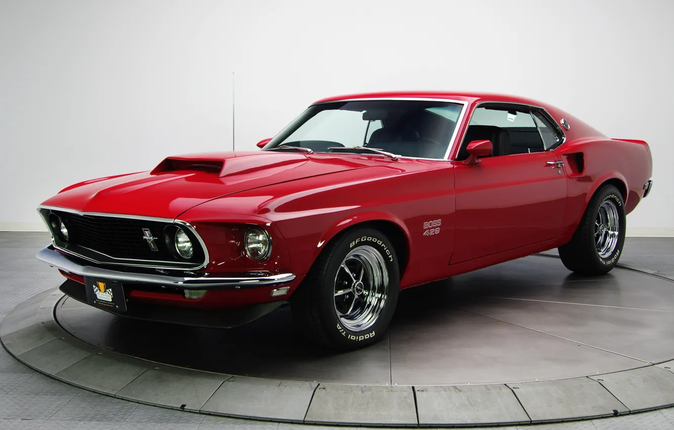Photo wallpaper red, mustang, Mustang, 1969, red, ford, muscle car, Ford