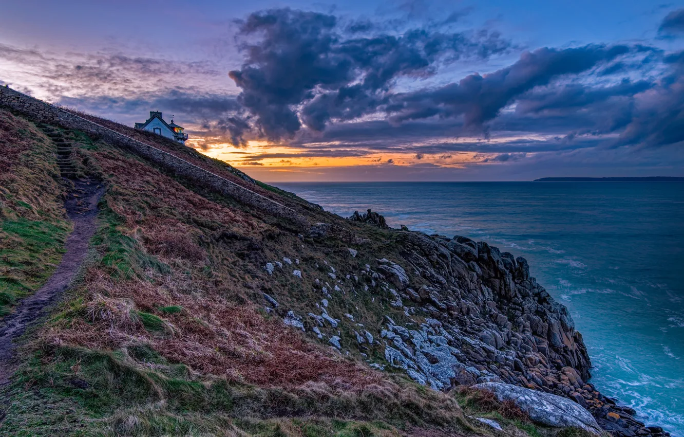 Photo wallpaper sea, landscape, nature, France, lighthouse, Brittany, The Flagship of the Thousand