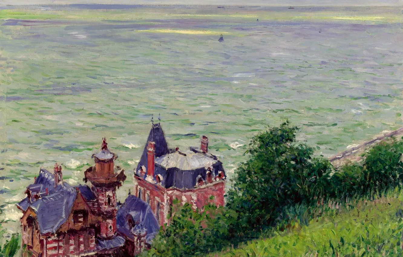 Photo wallpaper sea, the sky, landscape, home, Villa in Turville, Gustave Caillebotte