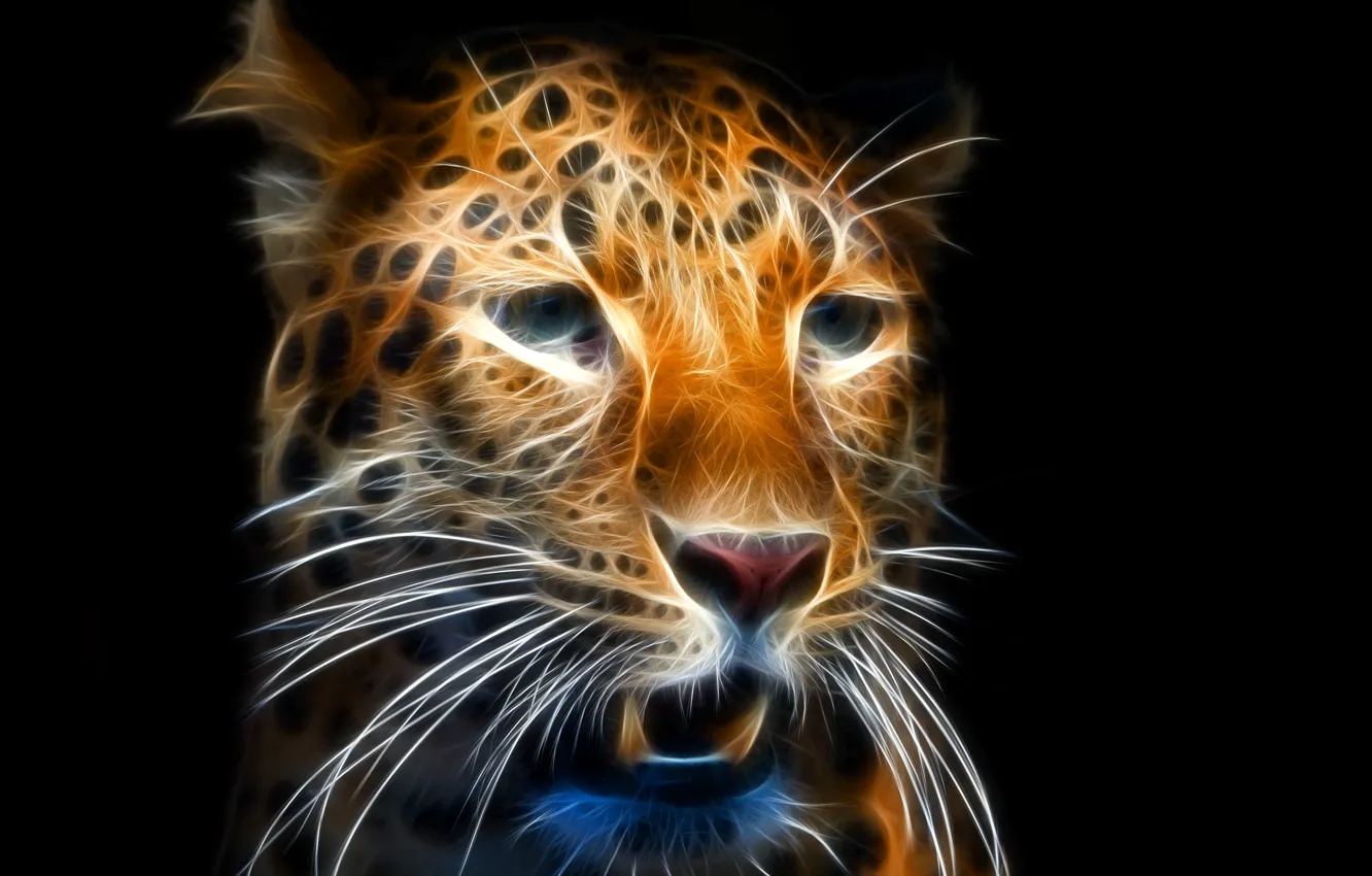 Photo wallpaper leopard, fractal, fractal art