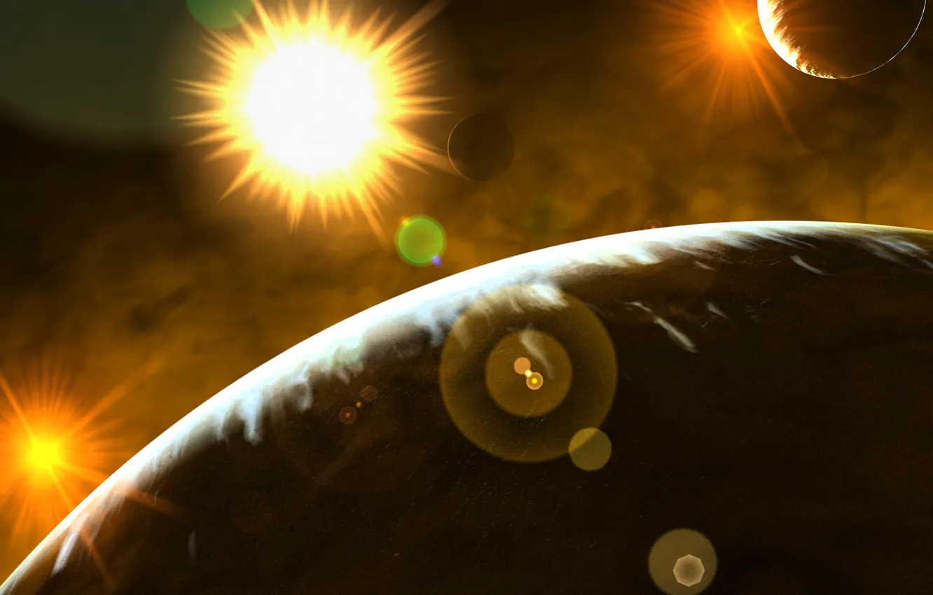 Photo wallpaper light, star, sun, planet, sci fi