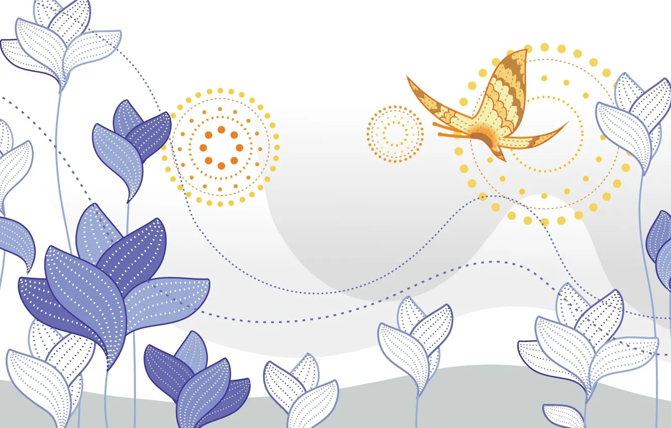 Photo wallpaper summer, abstraction, butterfly, plant, art
