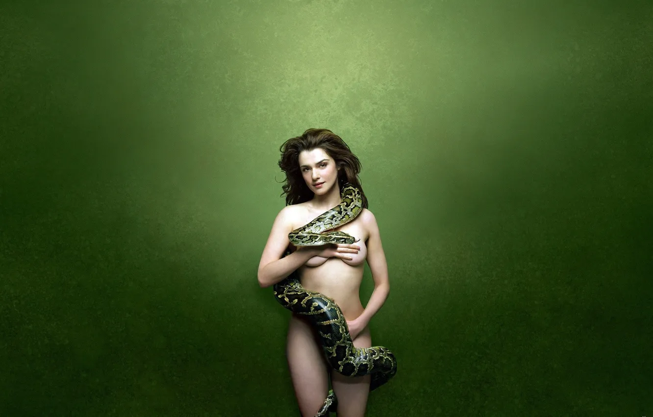 Photo wallpaper girl, snake, Python