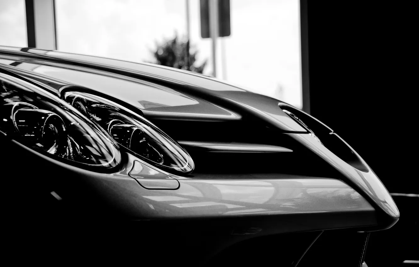 Photo wallpaper grey, dark, McLaren, black and white, Mercedes, supercar, Mercedes, Mercedes McLaren SLR