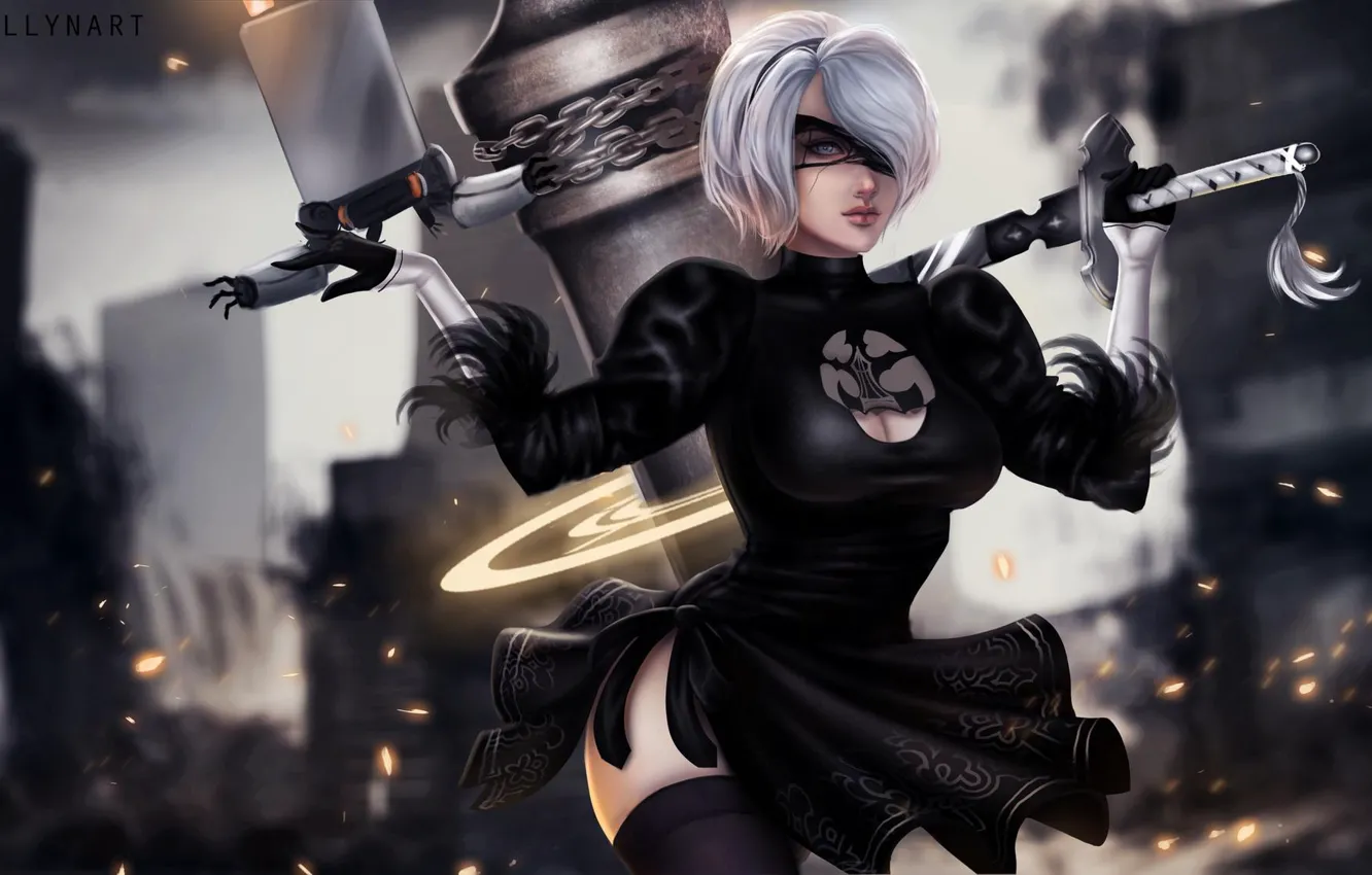 Photo wallpaper girl, fiction, the game, anime, art, Nier Automata