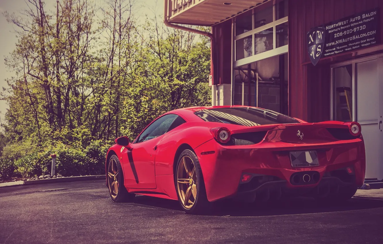 Photo wallpaper Red, Ferrari, Ass, Italy, Ferrari, Red, 458, Supercar