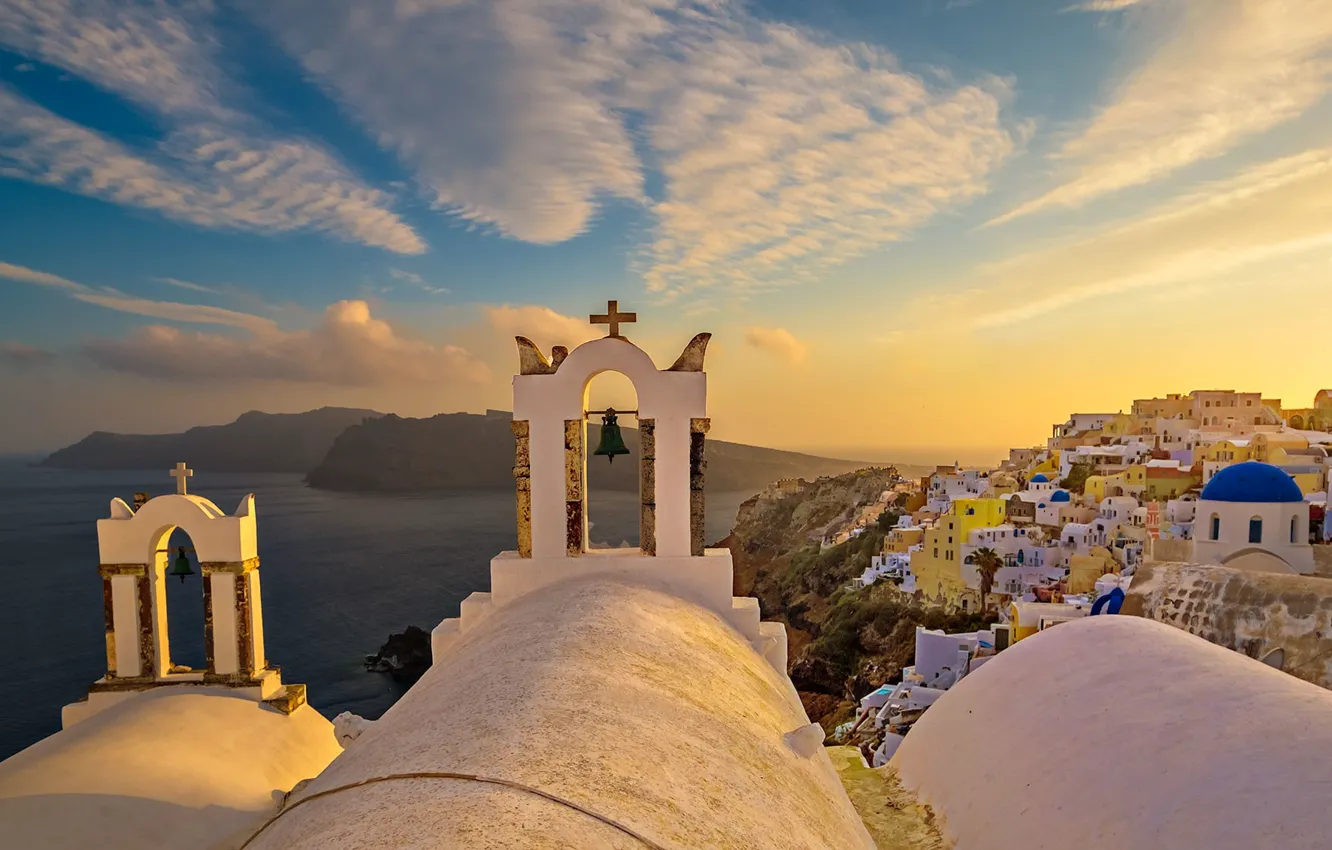 Photo wallpaper Greece, Church, the island of Santorini