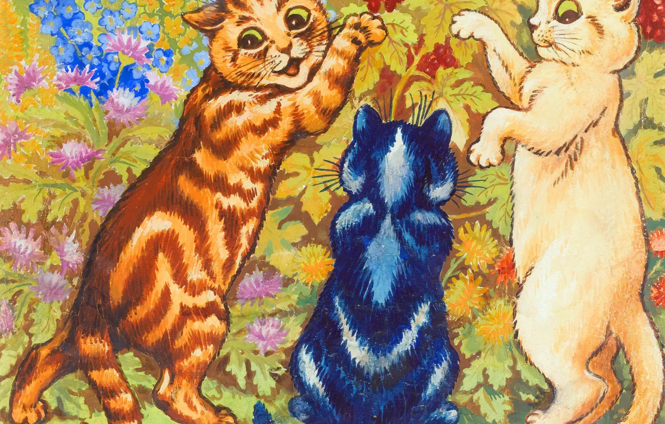 Photo wallpaper cat, picture, Louis William Wain, Louis Wayne, Louis William Wayne, Louis Wain, British animal artist, …