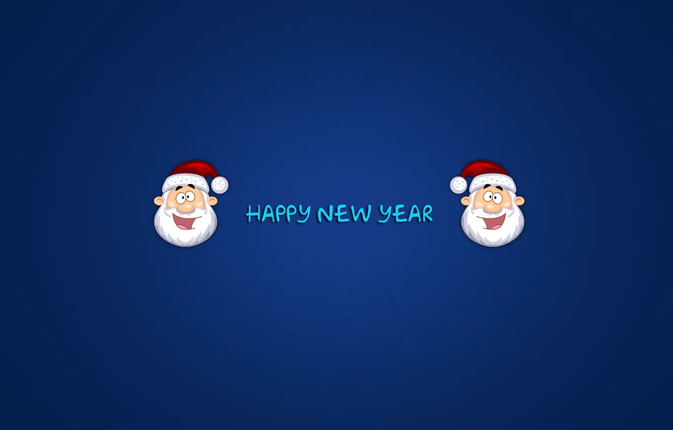 Photo wallpaper the inscription, new year, head, Santa Claus, Santa Claus, blue background, happy new year