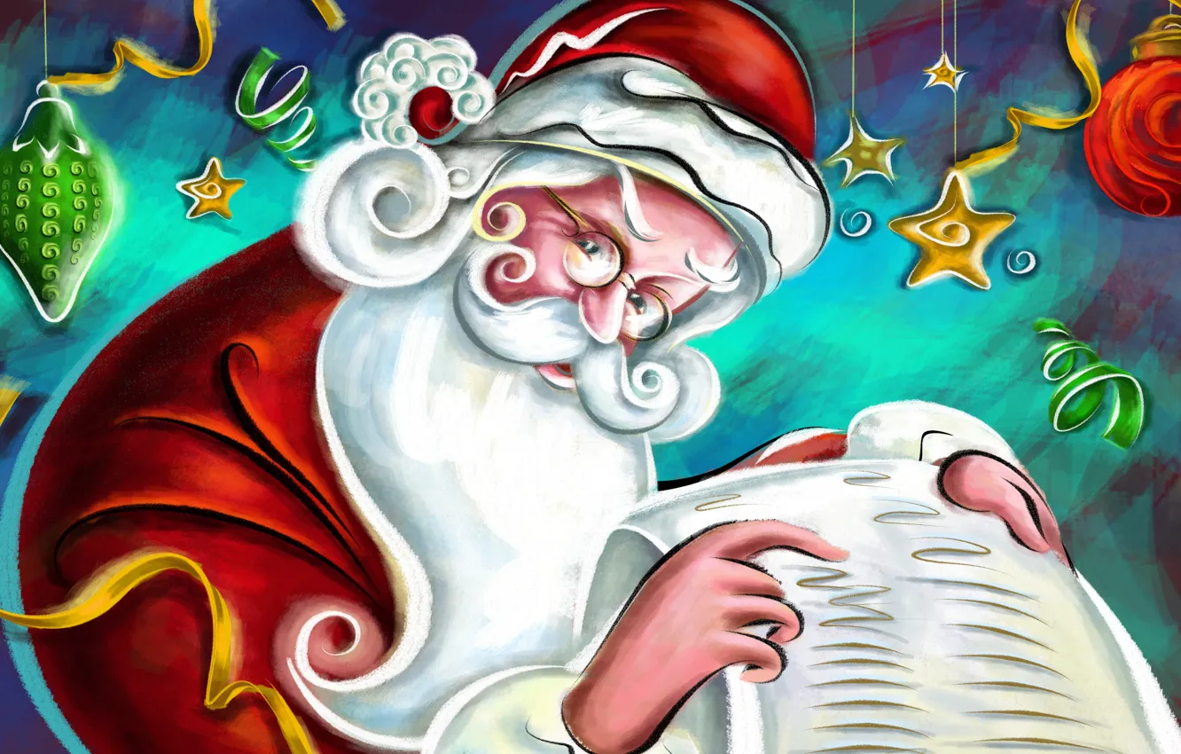 Photo wallpaper new year, Santa Claus, the list of good children