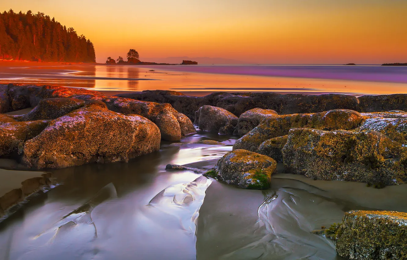 Photo wallpaper landscape, lake, morning