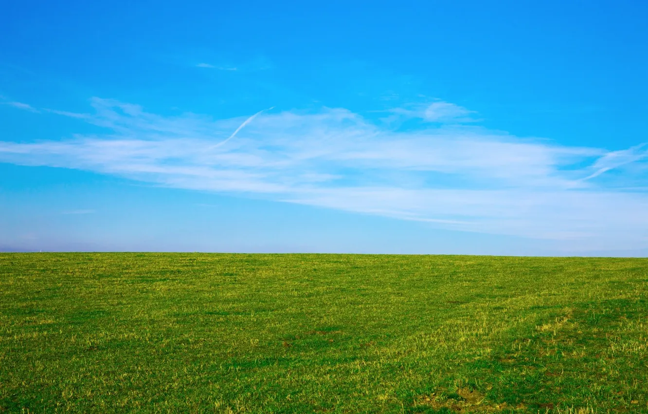 Photo wallpaper field, the sky, grass, clouds, landscape, nature, horizon, grass