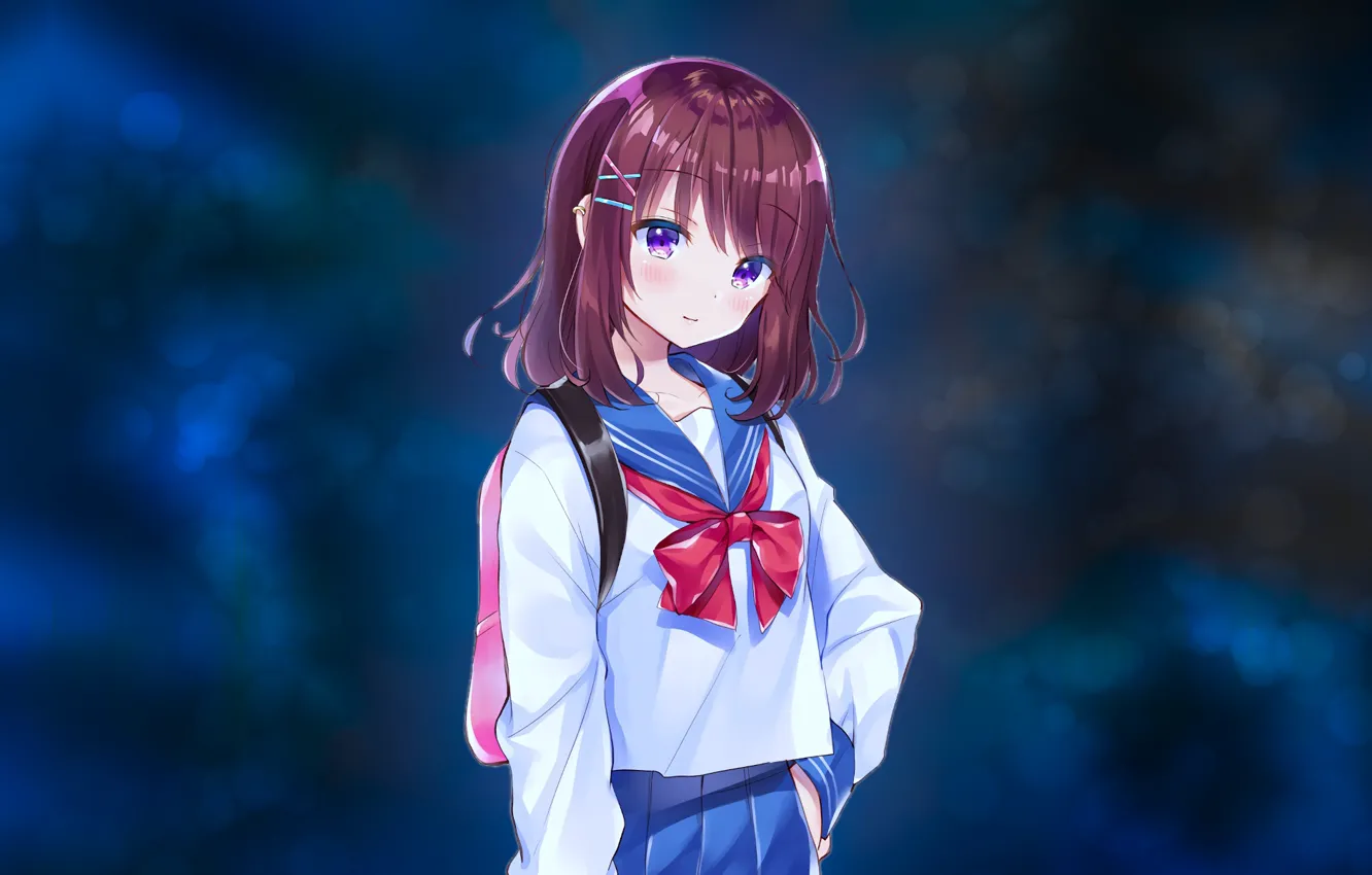 Photo wallpaper girl, background, form, Sailor Uniform