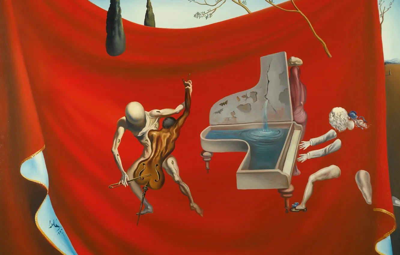 Photo wallpaper music, surrealism, picture, Salvador Dali, Salvador Dali, Gold Of The Seven Arts, Gold Red Chapel