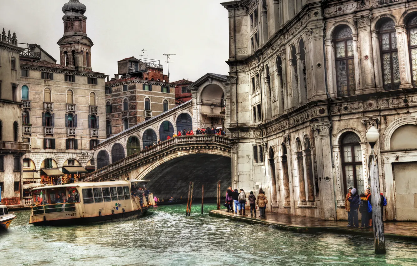 Photo wallpaper HDR, Bridge, Channel, Italy, Venice, Building, Italy, Bridge