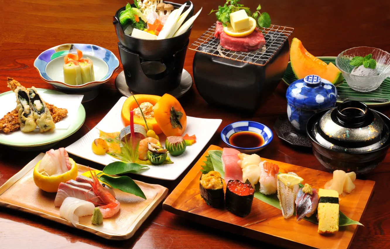 Photo wallpaper food, fish, Japan, kitchen, sushi