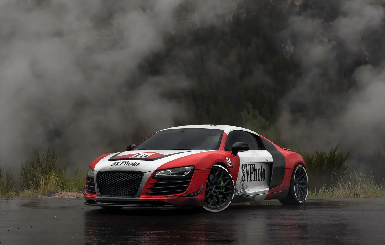 Photo wallpaper Audi, Audi R8, road, Livery