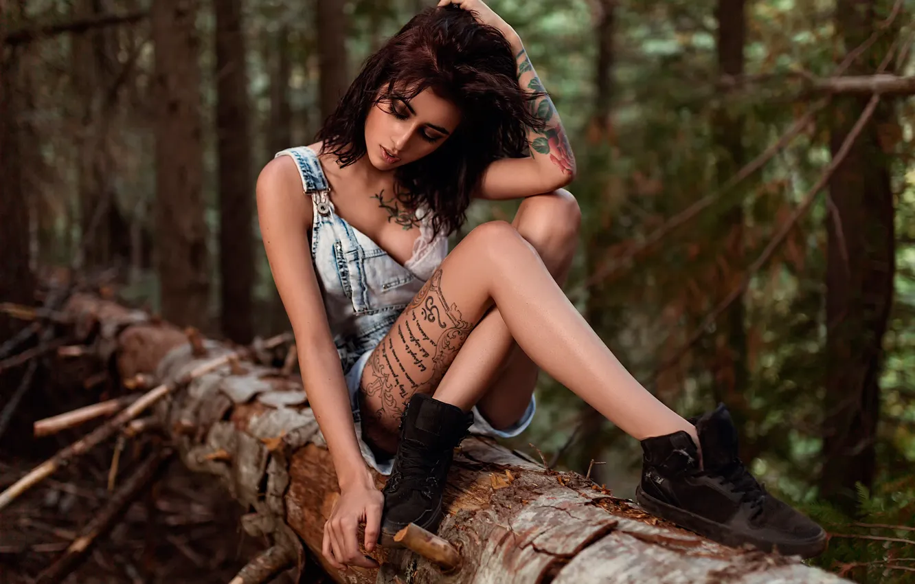 Photo wallpaper forest, trees, tattoo, Erin