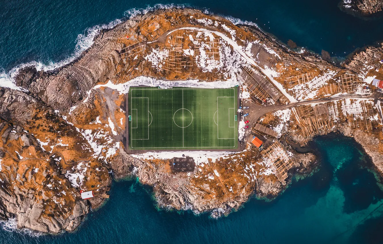 Photo wallpaper football, stadium, Lofoten, Henningsvaer