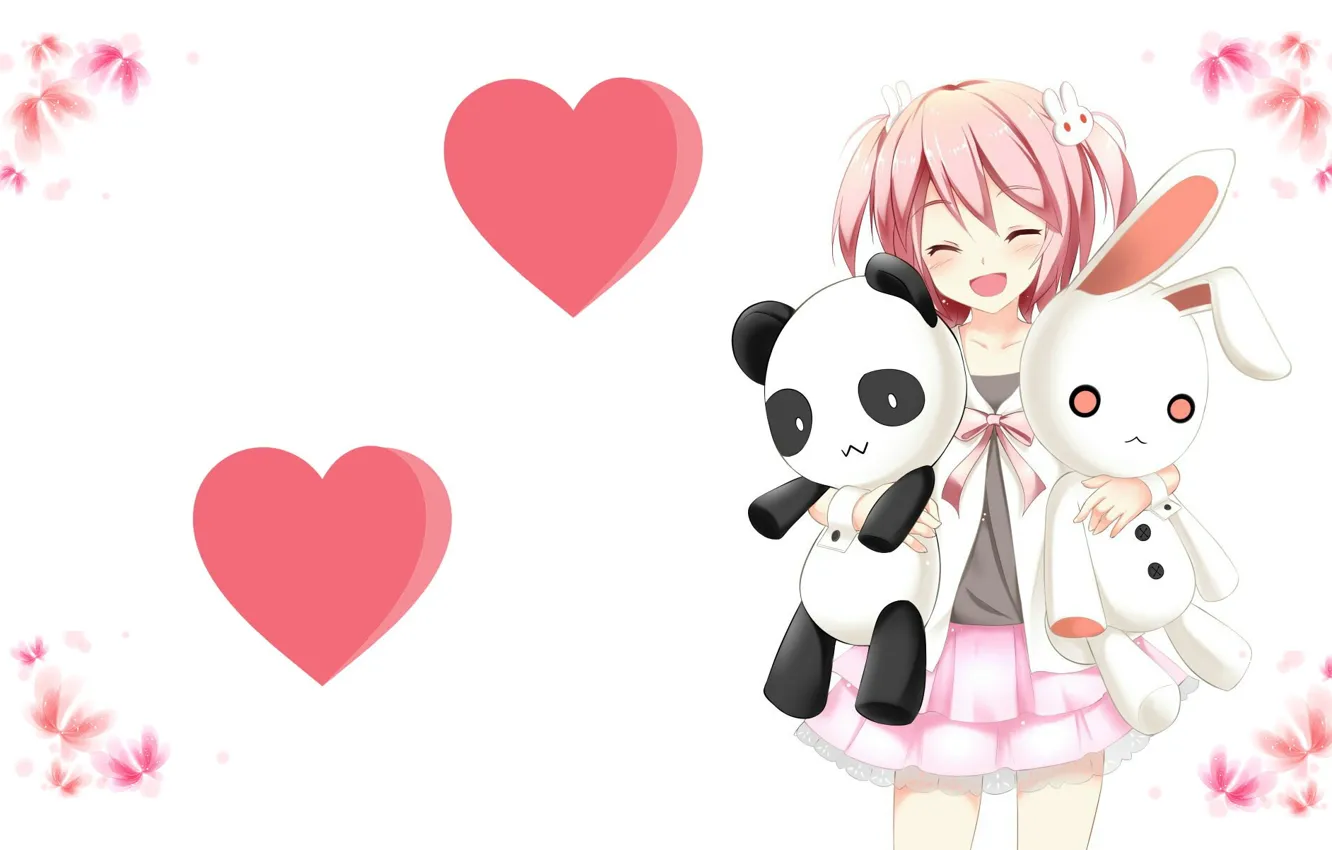 Photo wallpaper mood, toys, anime, art, girl, hearts, Bunny. Panda